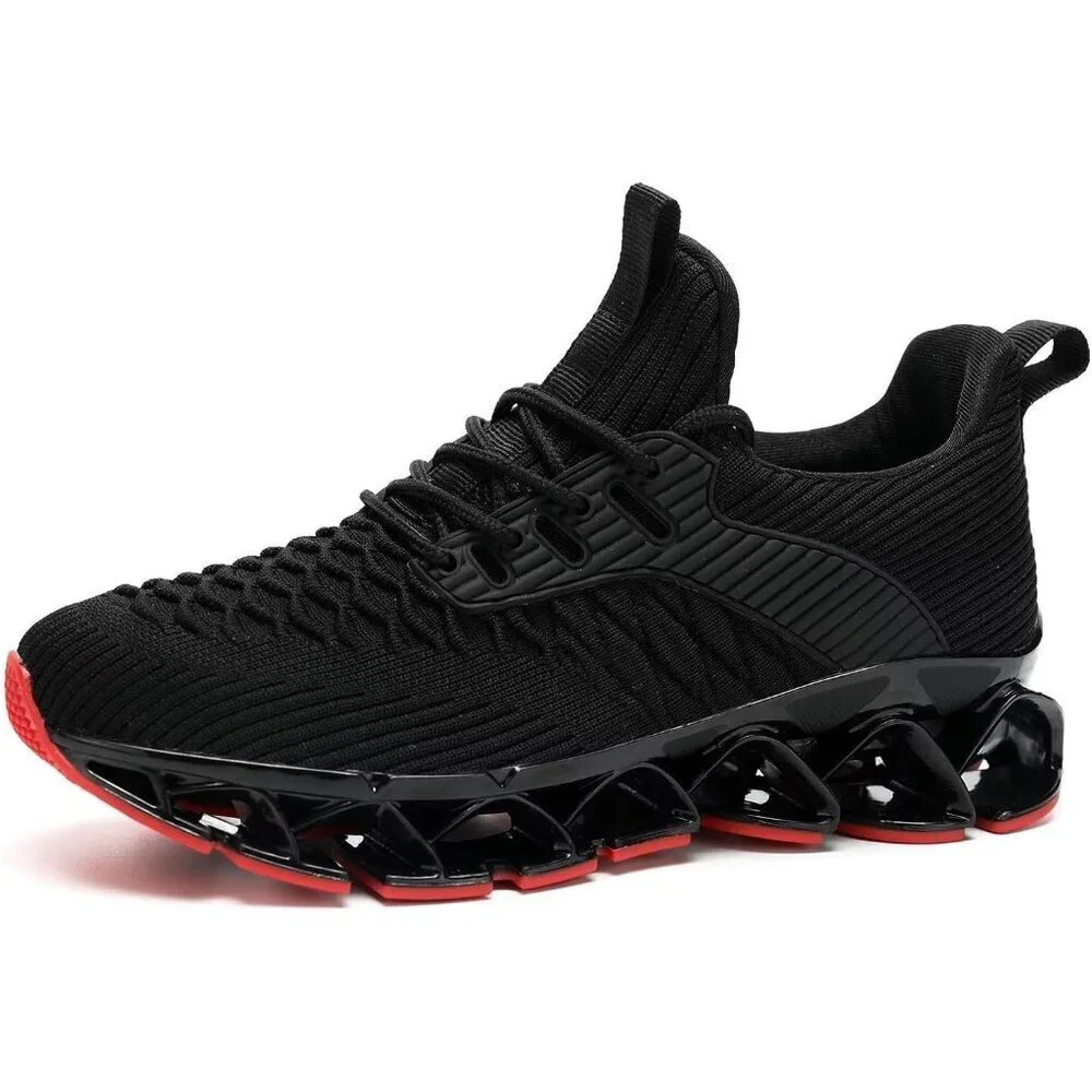 Women  Black Red Slip-On Walking Running Shoes Blade Sneakers Non-Slip Comfort